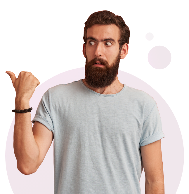 Image of confused person pointing to bolo